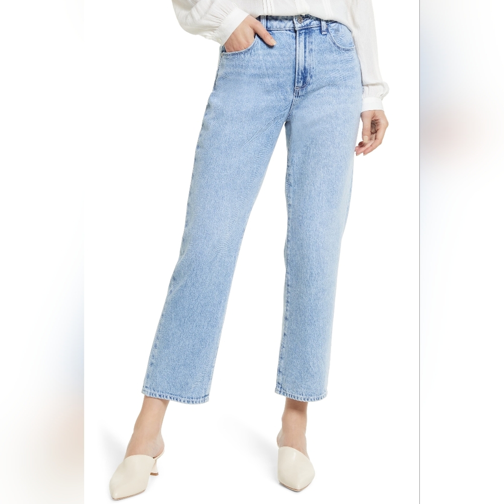 Paige Noella Straight Leg Jeans Jive Light Wash Blue Denim 31